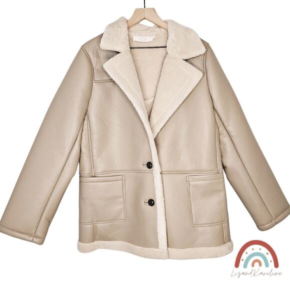 New! ASTR The Label Francine Faux Leather Shearling Winter Jacket Coat - Picture 3 of 14